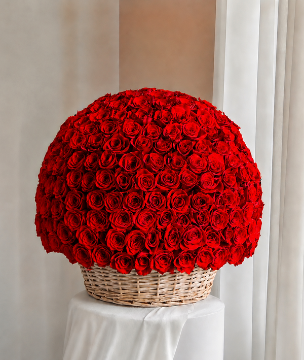 Luxury Red Roses Basket