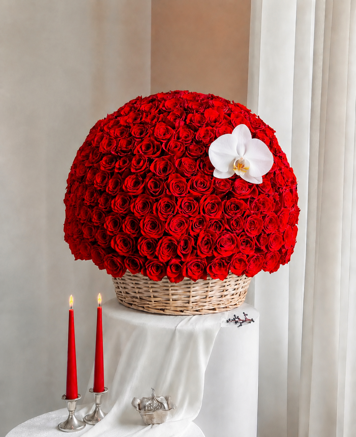 Luxury Red Roses Basket