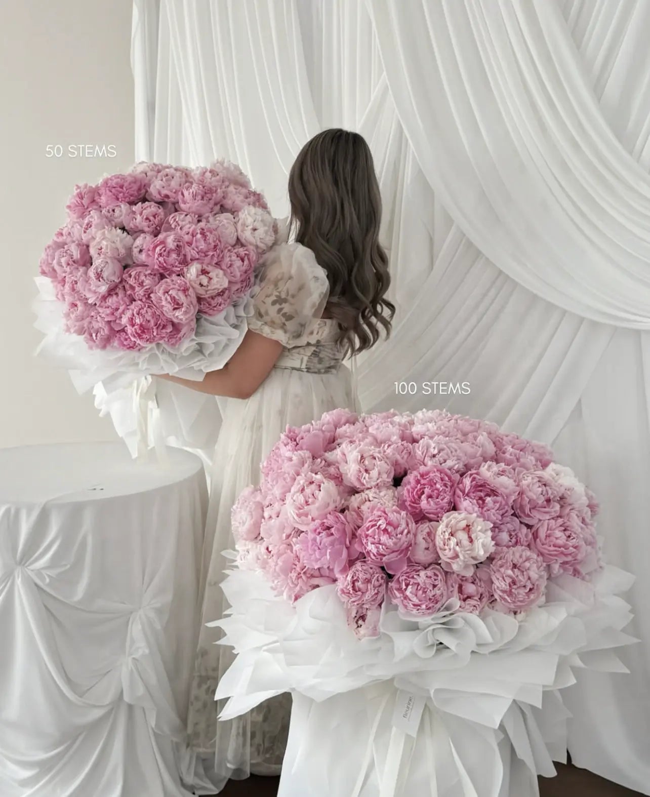 Luxury Pink Peony Bouquet – Customizable Stem Counts.