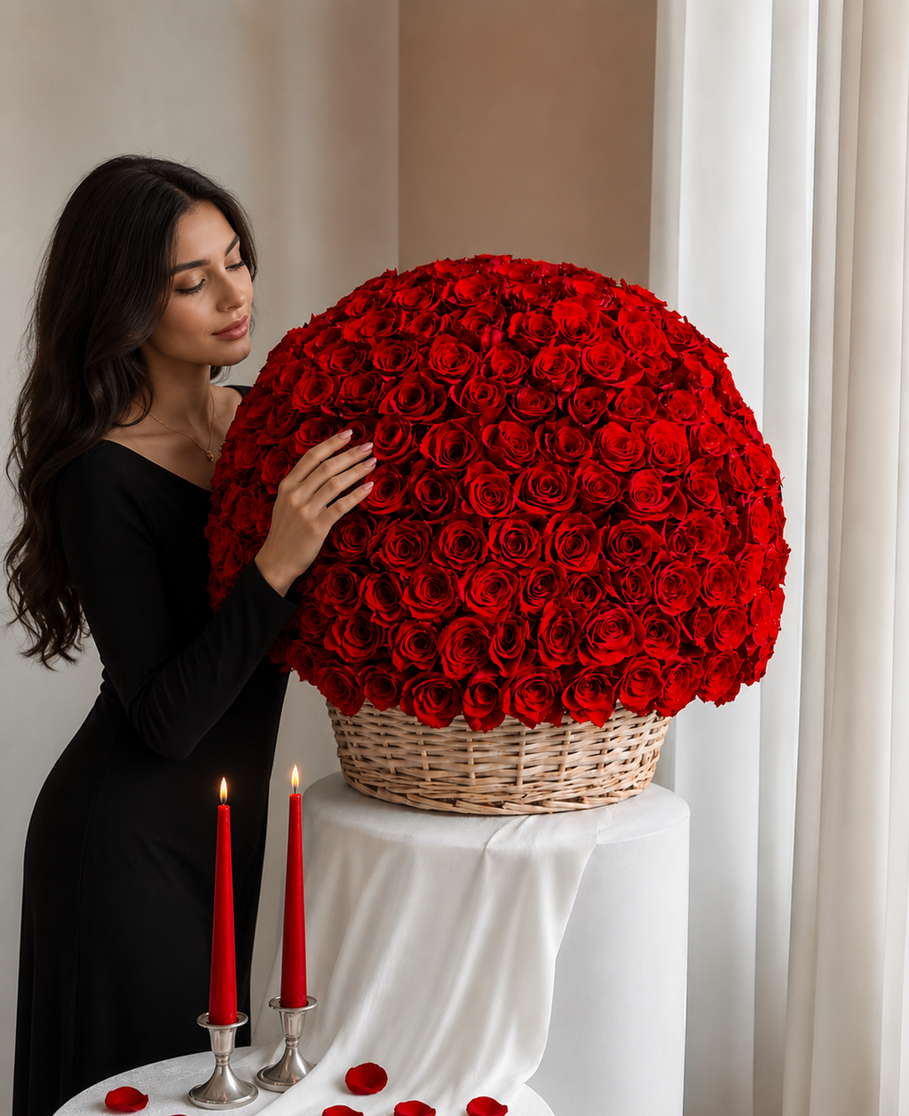 Luxury Red Roses Basket