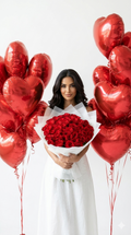 The Eternal Love Combo: 50 Red Roses & 20 Heart Balloons