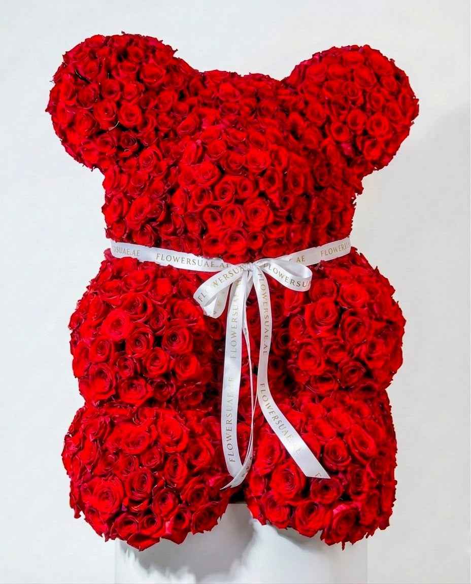 Luxury Red Rose Teddy Bear - Exquisite Floral Gift for Any Occasion