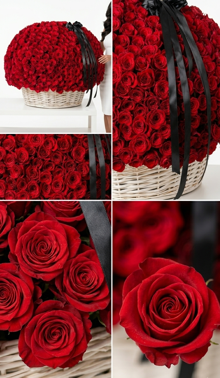 Premium Red Roses Basket | Flowersuae.ae