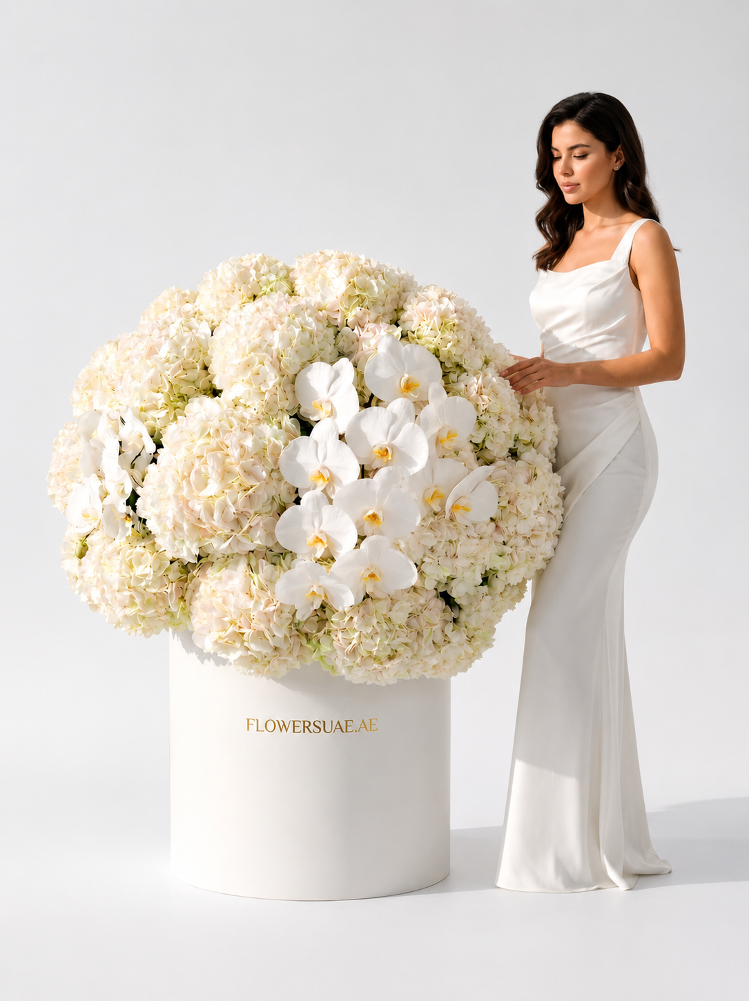 White Hydrangea & Phalaenopsis Luxury Flower Box